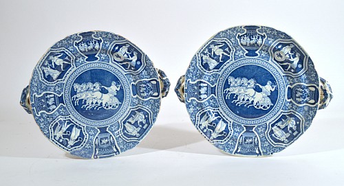Spode Factory Spode Greek Pattern Blue Printed Hot Water Dishes, 1810 $1,850