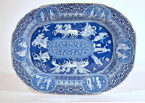 Inventory: Herculaneum Herculaneum Greek Pattern Blue Printed Dish, 1815 $1,500