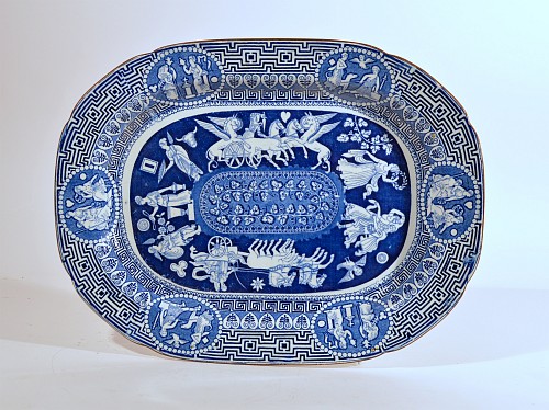 Inventory: Herculaneum Herculaneum Greek Pattern Blue Printed Dish, 1815 $1,950
