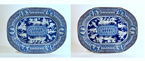 Herculaneum Herculaneum Greek Pattern Blue Printed Dishes-Two Oversized Dishes, 1815 $3,500
