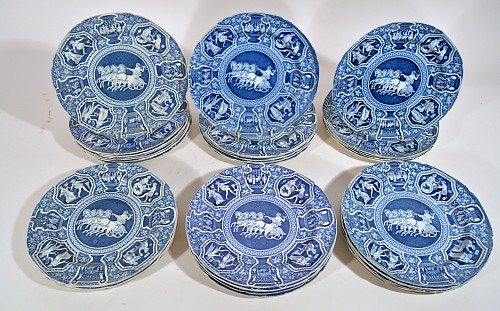 Spode Factory Spode Neo-classical Greek Pattern Blue Dinner Plates- Thirty Three Plates (33), 1810 $13,200