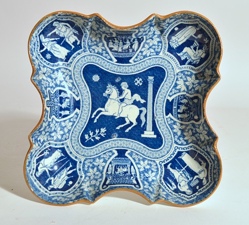 Inventory: Spode Factory Spode Pottery Neo-classical Greek Pattern Blue Dessert Dish, 1810 $750