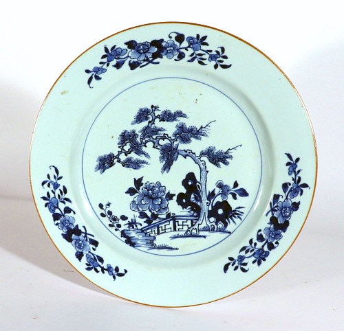 Chinese Export Porcelain Chinese Export Porcelain Underglaze Blue Dish with Garden, 1775 $1,500