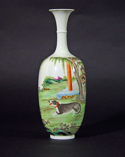 Chinese Porcelain Chinese Porcelain Vase with Dog, Early 20th Century $12,500