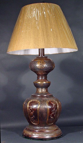 Inventory: China Trade Bronze Monumental Chinese Oil Lamp, Circa 1880 $2,500