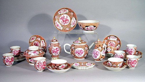 Chinese Export Porcelain Chinese Export Porcelain Tea Service with Unusual Coral Scale Decoration, Circa 1750-65 $10,000