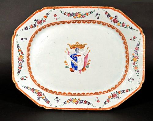 Chinese Export Porcelain Chinese Export Italian Large Armorial Porcelain Dish, The Coat-of-Arms of the Marchesi di Sorbello, Circa 1780 $1,500