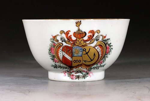 Inventory: Chinese Export Porcelain Chinese Export Porcelain Armorial Tea Bowl, 1760 $650
