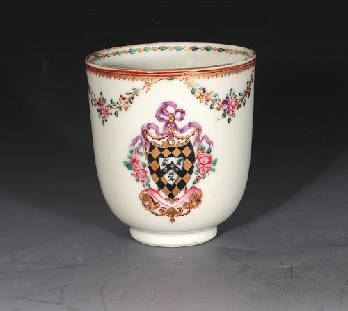 Chinese Export Porcelain Chinese Export Porcelain Armorial Coffee Cup, Bland with Benson in pretence, 1780 $1,250