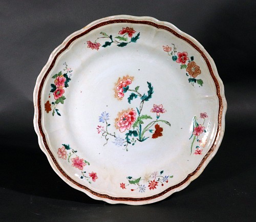 Chinese Export Porcelain Chinese Export Porcelain Famille Rose Botanical Large Plate, 1760 $750