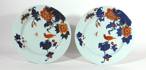 Chinese Export Porcelain Chinese Export Porcelain Imari Large Dishes- A Pair, Kangxi Period $4,500