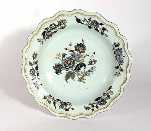 Inventory: Chinese Export Porcelain Chinese Export Porcelain Gold and Blue Botanical Soup Plate, 1780 $750
