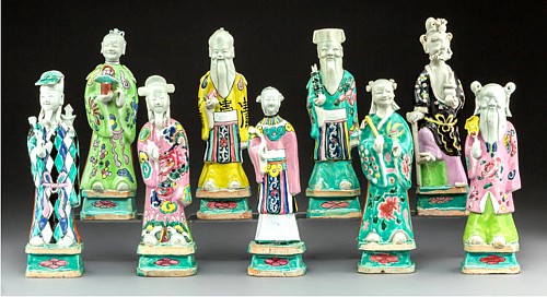 Inventory: Chinese Export Porcelain Chinese Export Set of Nine Taoist  Porcelain Figures, Eight Immortals and Shou Lao, The God of Longevity, 1780-1820 SOLD &bull;