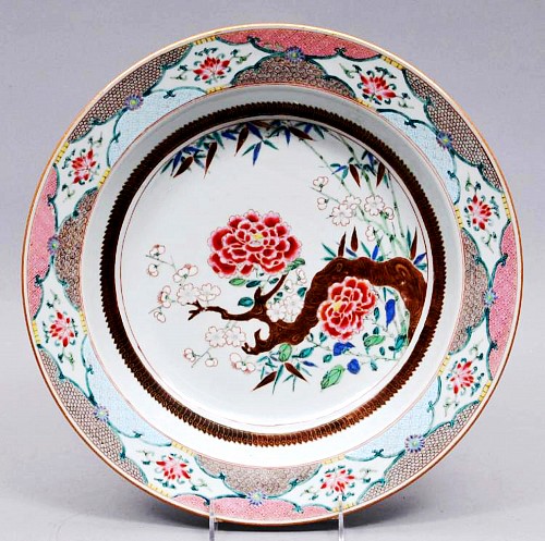 Chinese Export Porcelain 18th Century Chinese Export Porcelain Large Famille Rose Basin, Circa 1735-50 $7,500