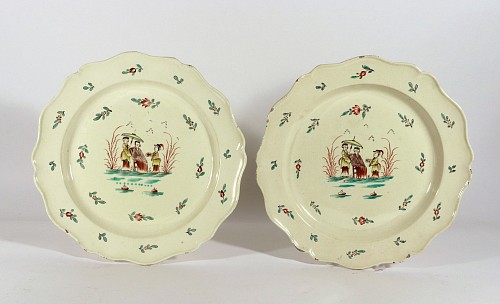 Creamware Pottery English Creamware Large Shaped Chinoiserie Dishes, 1775-85 $3,750