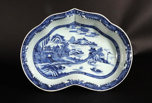 Chinese Export Porcelain Chinese Export Blue & White Porcelain English-form Dessert Dish, 1780 SOLD •