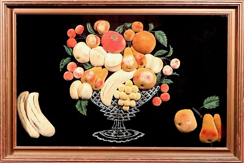 Folk Art American Feltwork Picture of Fruit in a Footed Bowl, Probably New York State, 1890-1920 $4,500
