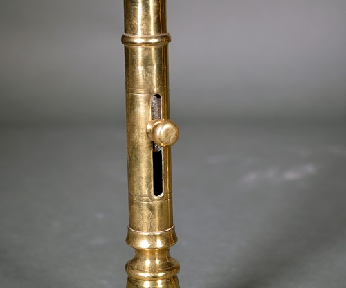 English Brass English Antique Brass Pair Side-eject Candlesticks, 1800 $600