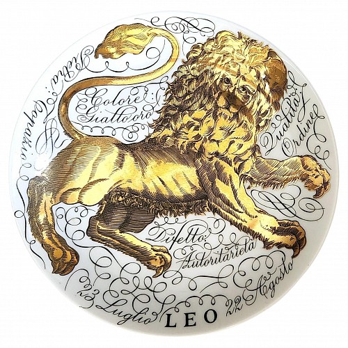 Piero Fornasetti Piero Fornasetti Porcelain Zodiac Plate with the Astrological Sign-Leo, Dated 1965 $985