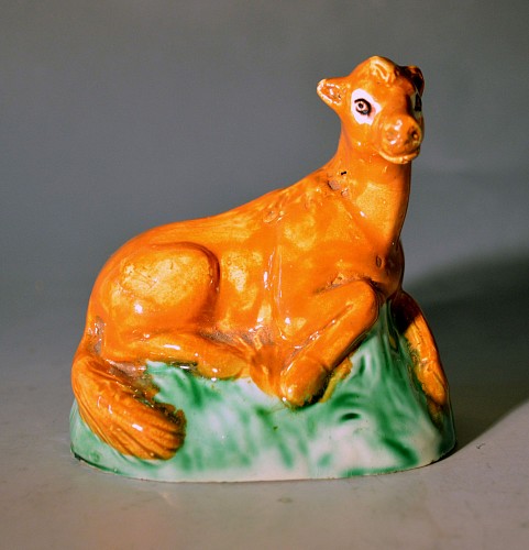 Creamware Pottery Antique English Creamware Pottery Figure of a Seated Foal, 1780-1800 $1,250