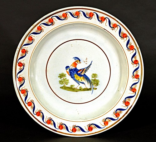 Inventory: Pearlware Antique English Pearlware Peafowl Plate, Circa 1800 $1,350