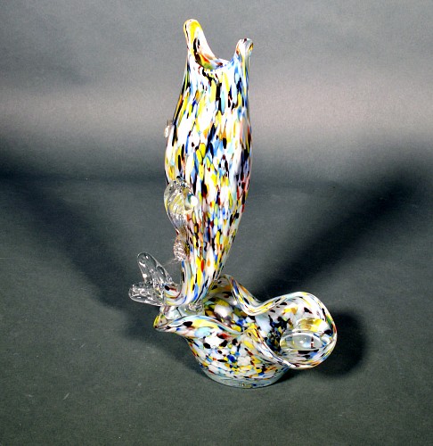 Murano Glass Murano Glass ""End of Day"" Fish Sculpture Ashtray, 1960's. $225