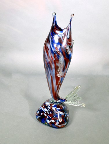 Inventory: Murano Glass Murano Glass  End of Day Standing Fish Sculpture, 1960's $150