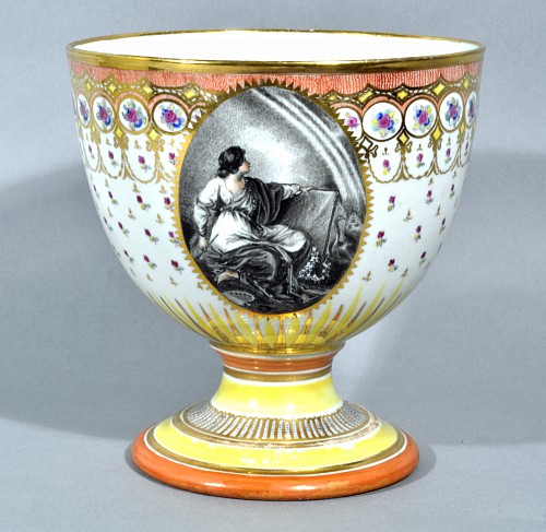 Inventory: Chamberlain&#039;s Worcester Chamberlain Worcester Porcelain Goblet with Painting by Humphrey Chamberlain after Angelica Kauffman's Painting of The Figure of Design, 1800-1815 $1,980