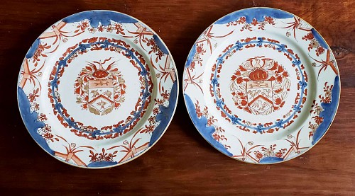 Chinese Export Porcelain Chinese Export Porcelain Early Armorial Plates, Arms of Van Gellicum, Dutch Market, Kangxi Period, Circa 1720 $1,900