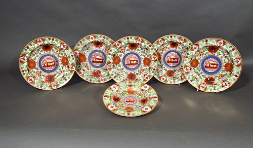 Chamberlain's Worcester Chamberlain Worcester Porcelain ""Crazy Cow"" Pattern Set of Plates, 1815-20 $2,250