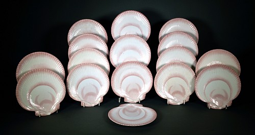 Wedgwood Pottery Wedgwood Nautilus Pattern Pearlware Dessert Plates- Set of 14 (Fourteen), 1810-20 SOLD •