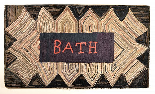 Folk Art American Hooked Rug- BATH (Bath, Maine), 1920s $5,500