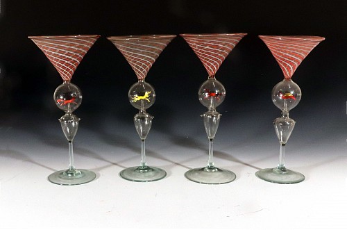 Bimini Glass Bimini Animal Martini Cocktail Glasses- Set of Four, 1925-35 $1,500