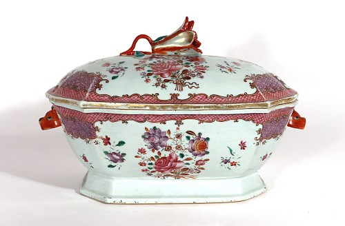 Chinese Export Porcelain Chinese Export Porcelain Famille Rose Botanical Soup Tureen & Cover, 1780 $5,000