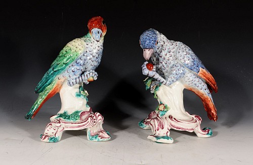 Bow Factory Rare 18th-century Bow Porcelain Figures of South American Parrots, 1758-62 $25,000