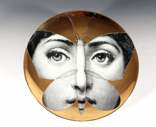 Piero Fornasetti Fornasetti Themes & Variations Gold Plate, Tema E Variazioni, Pattern Number 96, Barnaba Fornasetti, 1990s $650