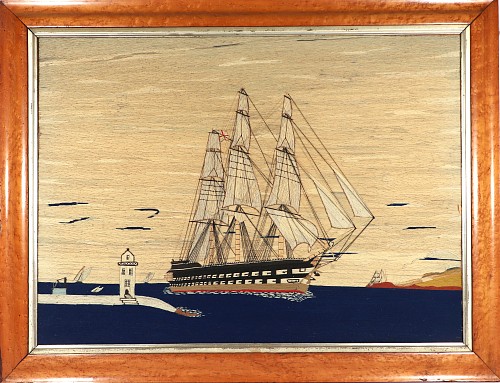 Sailor's Woolwork Sailor's Woolwork of Royal Navy Battleship Coming Into Port, 1865 $8,500