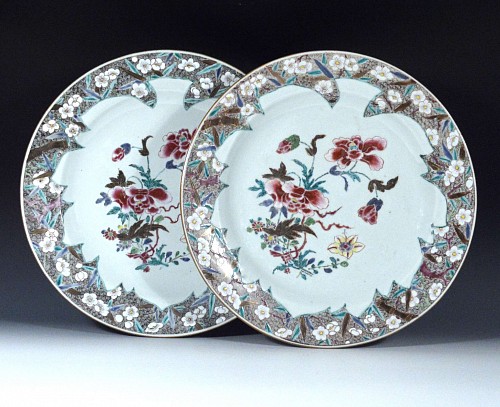 Chinese Export Porcelain Chinese Export Famille Rose Porcelain Pair of Dishes, Circa 1730-35 $7,500