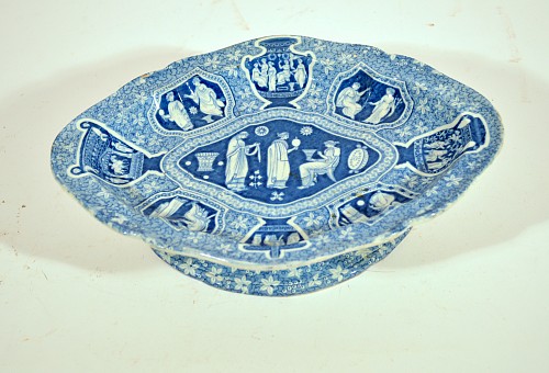 Inventory: Spode Factory Regency Spode Neo-classical Greek Pattern Blue Tazza, 1810 $850
