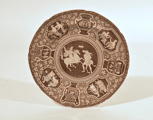Spode Factory Spode Neo-classical Greek Pattern Rare Brown-Black Side Plate-Heracles Fighting Hippolyta, 1810 $250