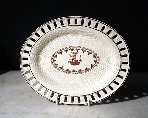 Inventory: Creamware Pottery Armorial Creamware Dish, Sparke of Gunthorpe Hall, Norfolk.  Bishop of Ely , 1785-1800 $525