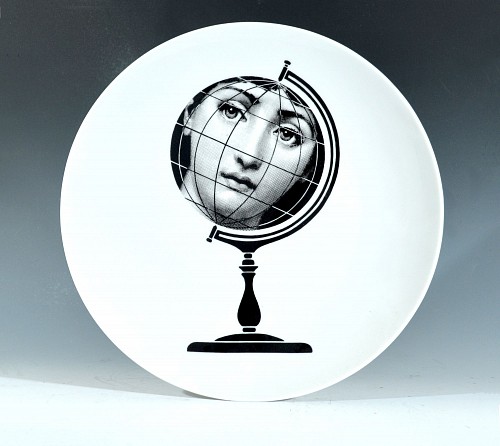 Inventory: Piero Fornasetti Fornasetti Themes & Variations Plate, Number 119, the iconic image of  Lina Cavalieri as a Globe, Atelier Fornasetti, 1980s-1990 $785