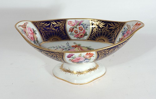 British Porcelain Regency Porcelain Mazarine Blue and Botanical Footed Tazza, Circa 1820 $1,500