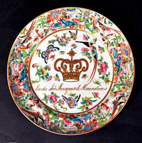 Chinese Export Porcelain Chinese Export Armorial Porcelain Plate for the Cuban-market, Marquis de Almendares Ignacio Herrera, Circa 1843 $2,800