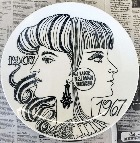 Inventory: Piero Fornasetti Vintage Piero Fornasetti Neiman Marcus Presentation Porcelain Plate, Dated 1967 $450