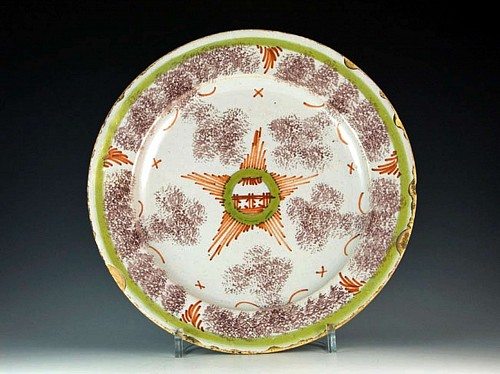 British Delftware 18th-Century Bristol Delftware Star Plate, Circa 1740-50 $950