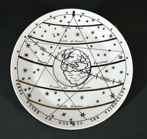 Inventory: Piero Fornasetti Vintage Piero Fornasetti Porcelain Astronomici Plate, #7, 1955 $550
