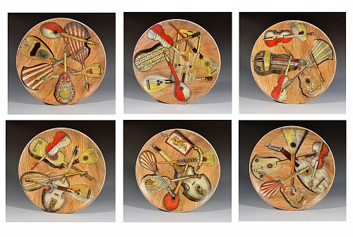 Inventory: Piero Fornasetti Piero Fornasetti Strumenti Musicali Plates, 1950s-1960s $3,000