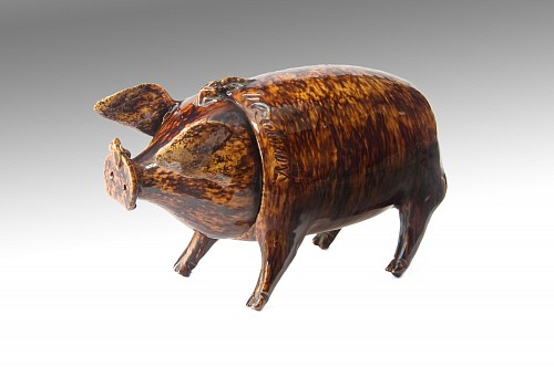 Rye Pottery Naive Folk Art Sussex Pottery Jug in the form of a Pig from the Belle-Vue, Rye, England, Circa 1870 $5,500
