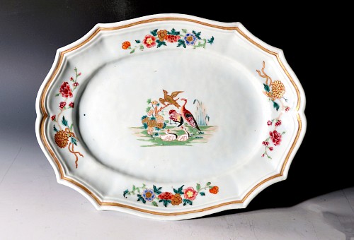 Chinese Export Porcelain 18th--Century Chinese Export Porcelain Silver-form Dish Painted with Exotic Birds, Circa 1760 $2,500